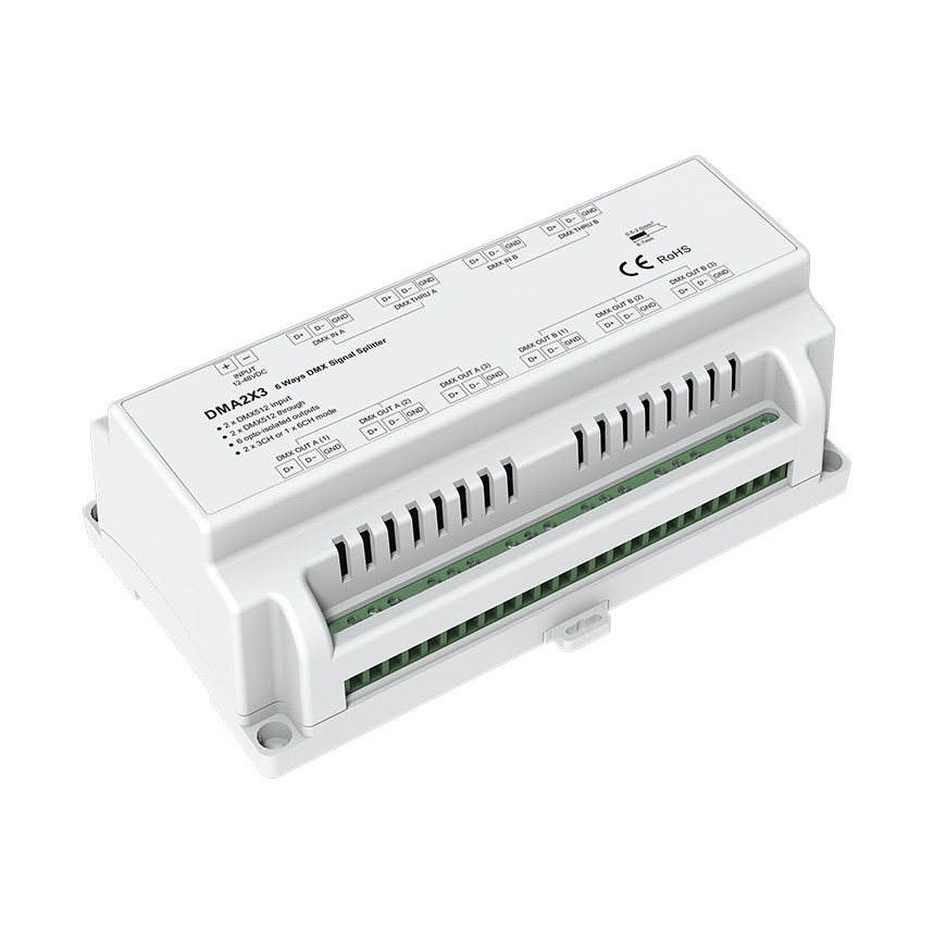 DMA2X3 6 Output Channels DMX Signal Splitter 12-48VDC DMA2X3 6 Output Channels DMX Signal Splitter 12-48VDC